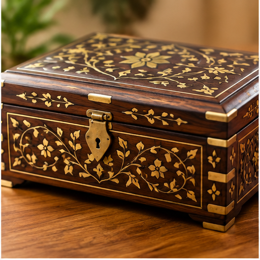 Chinioti wooden furniture with decorative brass inlay