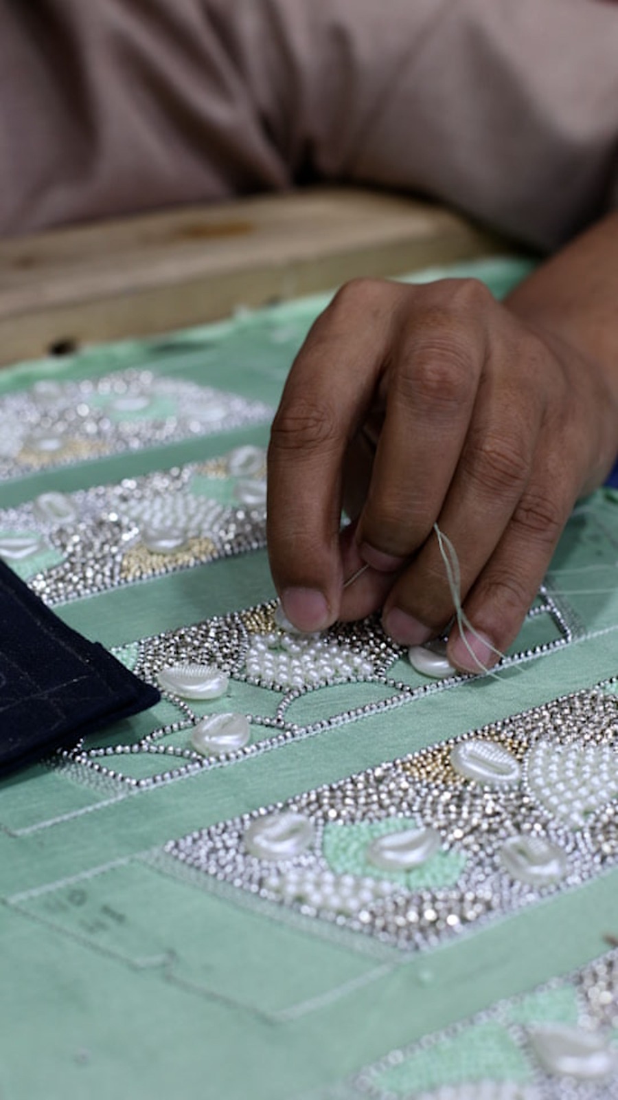 Traditional hand embroidery craftsmanship